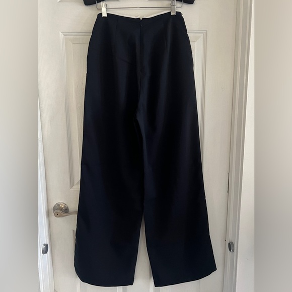 Commense High Waist Contrast Trim Wide Leg Pants - Navy - Picture 11 of 11
